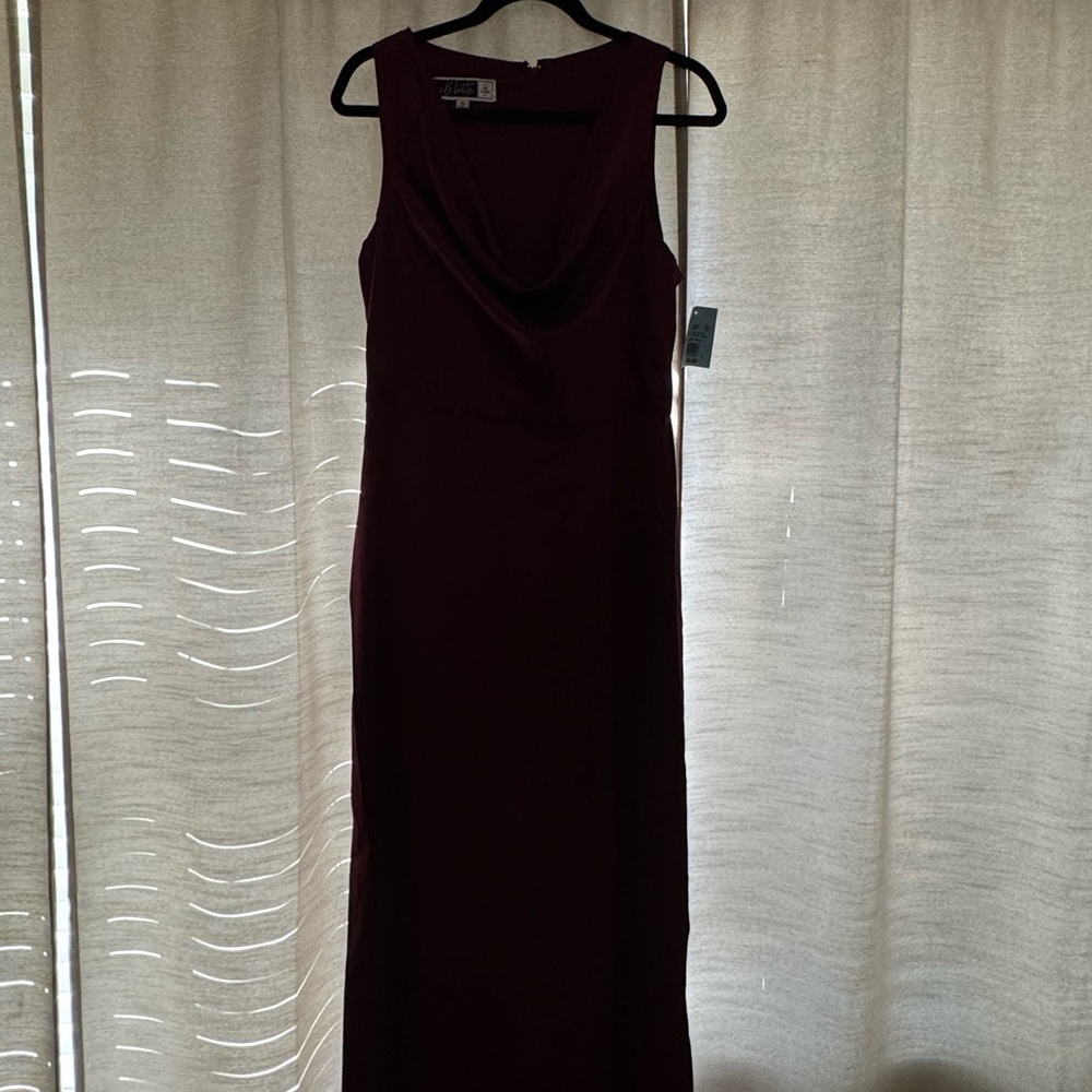 David's Bridal Sleeveless Maxi Dress in Deep Burgundy